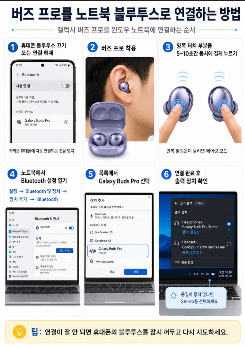 버즈 프로 다른 기기 연결 방법｜갤럭시폰 블루투스 설정
