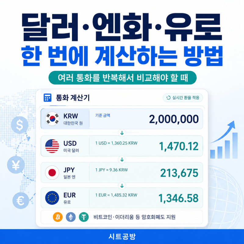 달러·엔화·유로 등 여러 통화를 한 번에 계산하는 방법