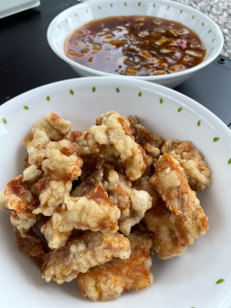 캠핑장에서 아이들과 함께! 세상 바삭한 찹쌀 탕수육 만들기