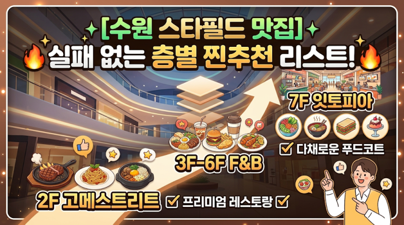 [수원 스타필드 맛집] 실패 없는 층별 찐추천 리스트! 2층 고메스트리트부터 7층 잇토피아까....