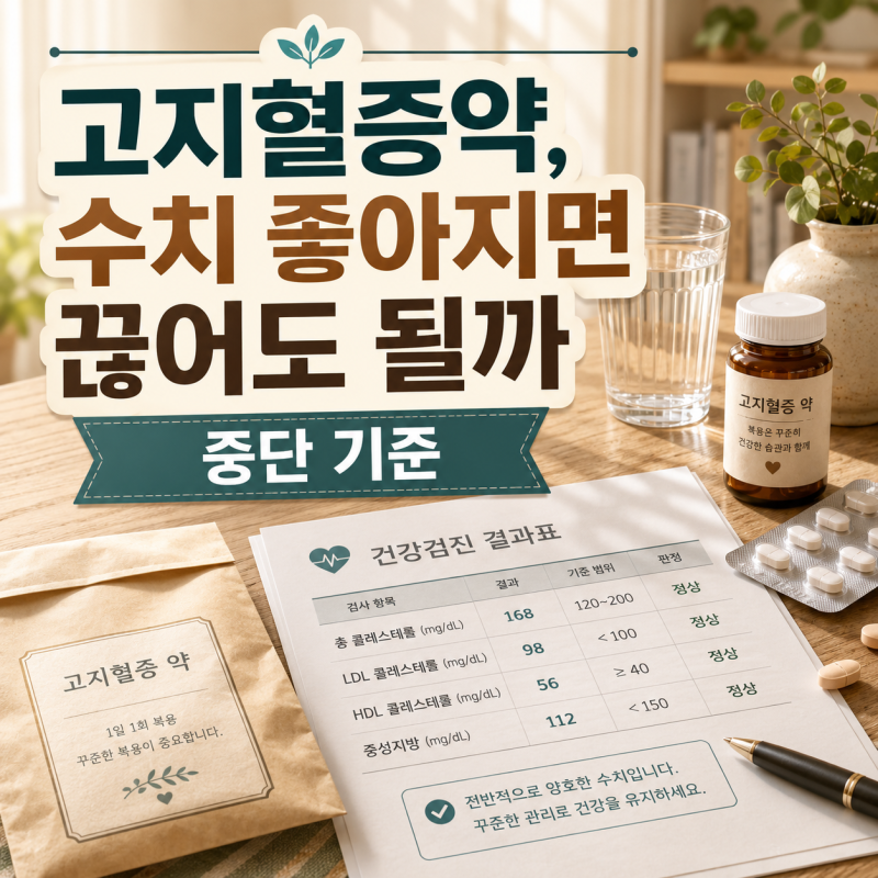고지혈증약, 수치 좋아지면 끊어도 될까 — 중단 기준