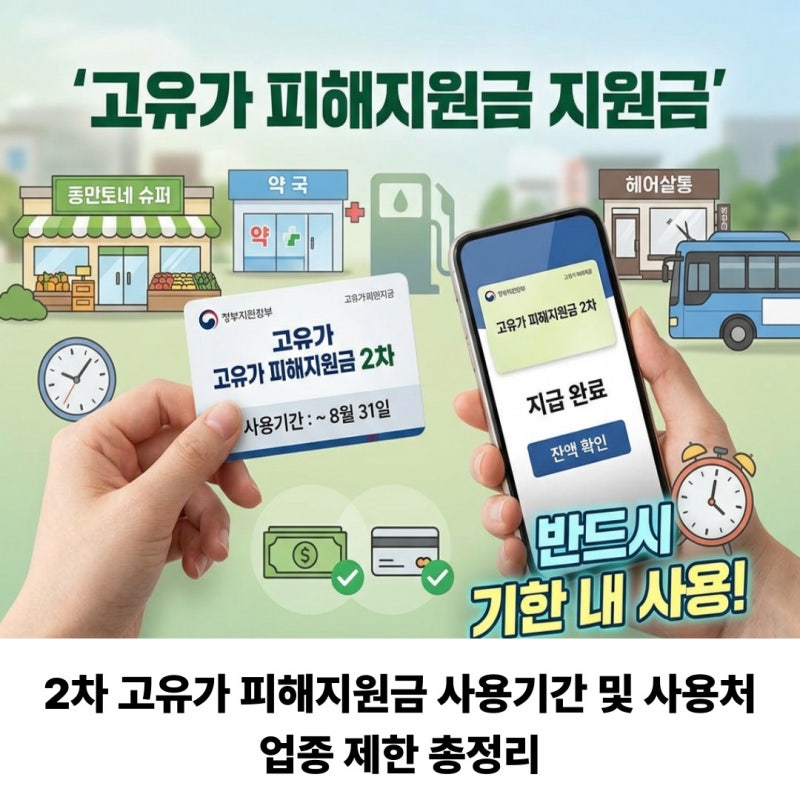 고유가 피해지원금 2차 오프라인 및 온라인 사용처 기준