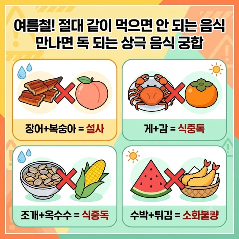 [음식 궁합] 여름 식중독 주의! 같이 먹으면 '독'이 되는 최악의 음식 궁합 9가지