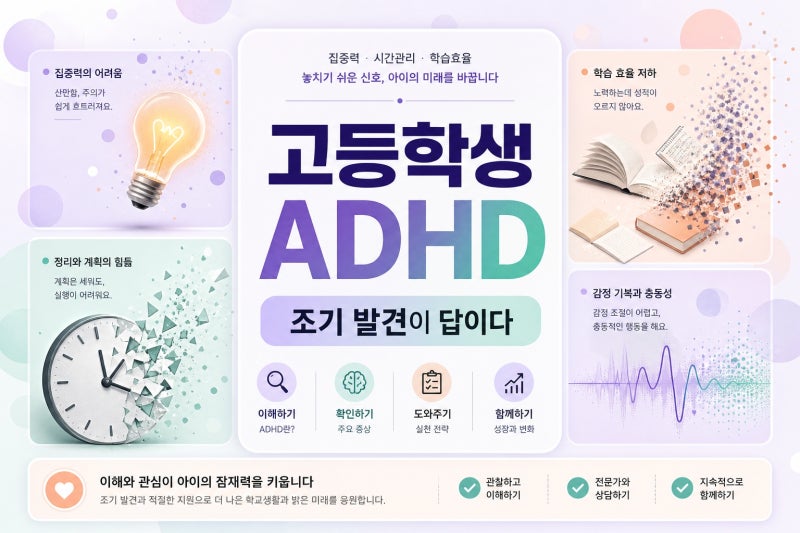 청소년 성적 저하, 혹시 고등학생 ADHD일까? 증상부터 정밀 검사 이유까지