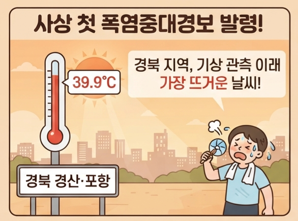 최초 ‘<b>폭염중대경보</b>’ 발령, 즉시 야외활동 중단:<b>경산</b>시,<b>포항</b>... 