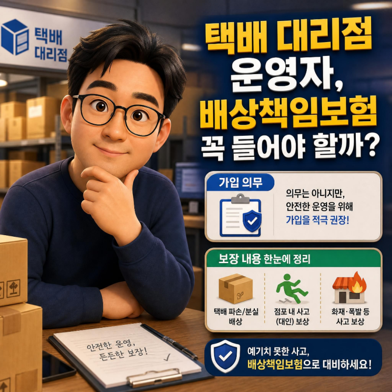 택배 대리점 운영자, 배상책임보험 꼭 들어야 할까? 가입 의무·보장 내용 한눈에 정리