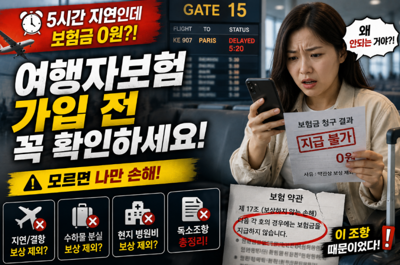 비행기 5시간 지연됐는데 보험금 0원? 여행자보험 가입 전 꼭 봐야 할 독소조항