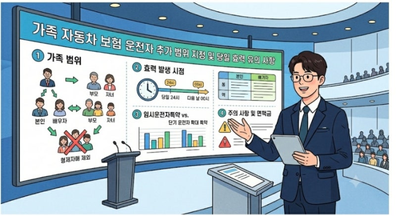 가족 자동차 보험 운전자 추가 범위 지정 및 당일 효력 유의 사항