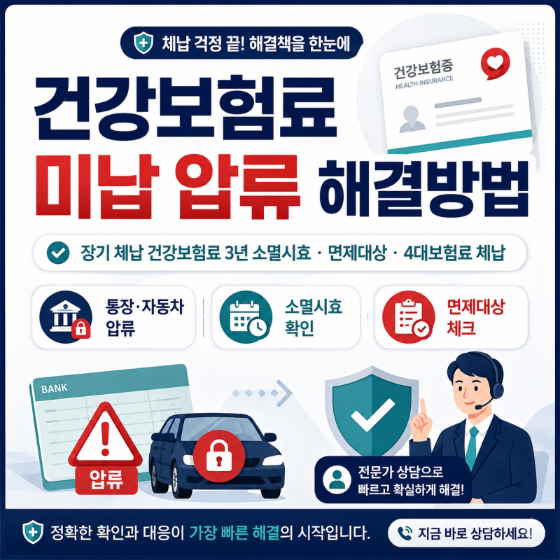 건강보험료 미납 압류 해결방법, 장기 체납 건강보험료 3년 소멸시효와 면제대상