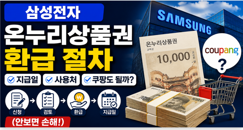 [삼성전자 온누리상품권] 환급 절차, 지급일, 사용처 바로가기, 쿠팡도 될까? (안보면 손해!)
