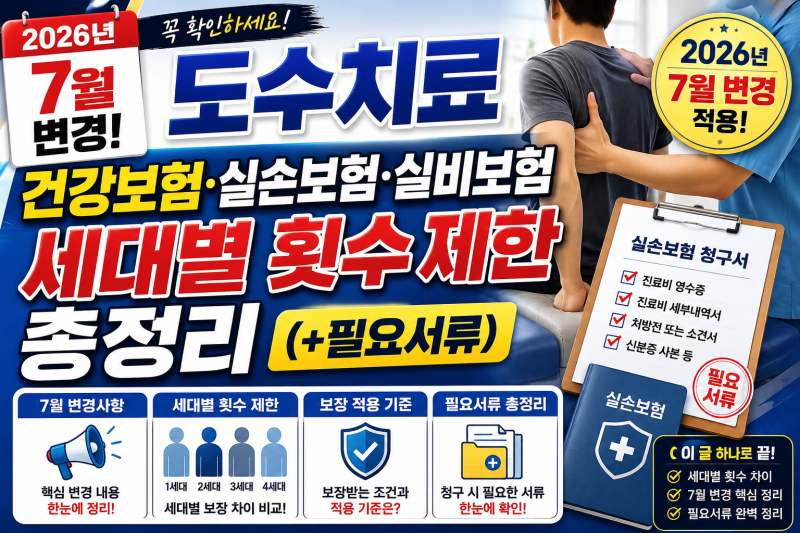 도수치료 7월 변경 건강보험 실손보험 실비보험 세대별 횟수 제한 총정리(+필요서류)