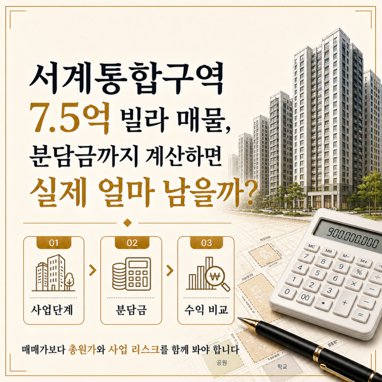 [재개발] 서계통합구역 7.5억 빌라 매물, 분담금까지 계산하면 실제 얼마 남을까?