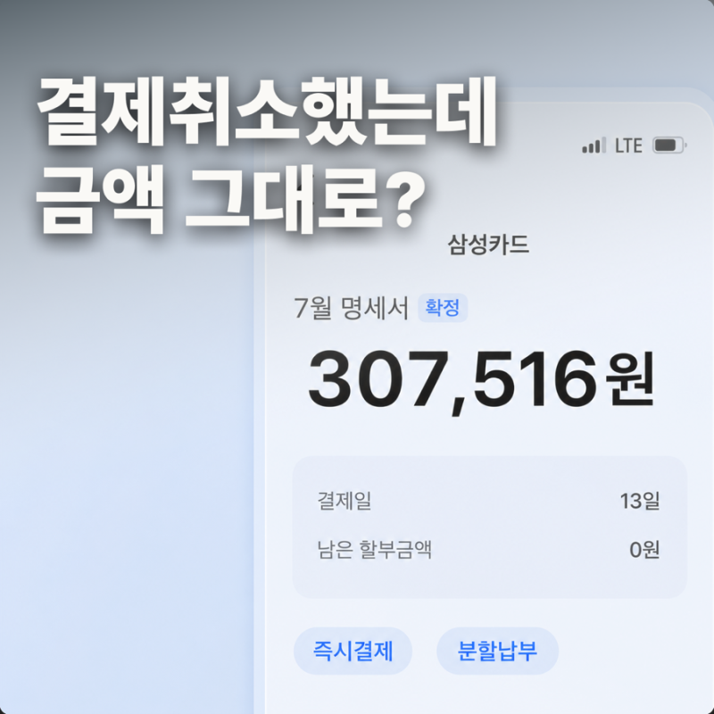 삼성카드 결제취소 후 명세서 금액 그대로 | 고객센터 문의 방법
