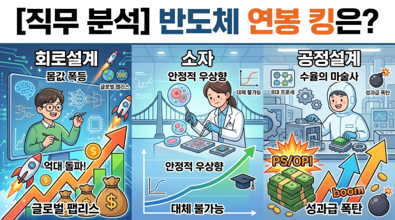 [직무 분석] 반도체 회로설계·소자·공정설계 중 연봉 킹은? 정답은 커리어 상승폭이 독보적....