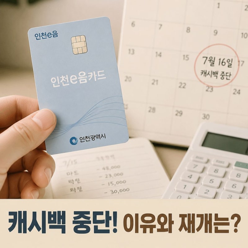 인천 이음카드 캐시백 중단 이유와 재개 전망