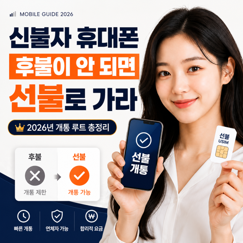 신불자 휴대폰, 후불이 안 되면 선불로 가라 — 2026년 개통 루트 총정리