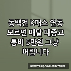동백전 K패스 연동, 모르면 매달 대중교통비 5만원 그냥 버립니다