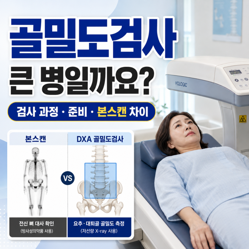 골밀도검사 DXA란? 검사 과정·금식·방사선부터 T-score 결과까지 쉽게 이해하기
