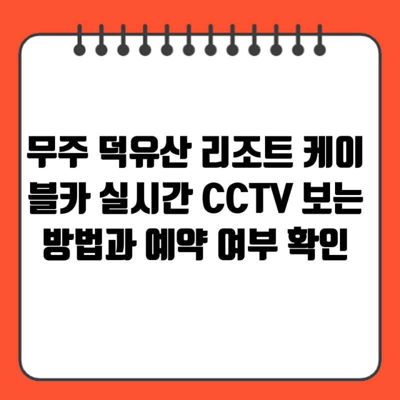 무주 덕유산 리조트 케이블카 실시간 CCTV 보는 방법과 예약 여부 확인