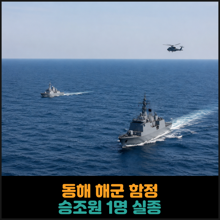 <b>동해 해군</b> 함정에서 승조원 1명 <b>실종</b>