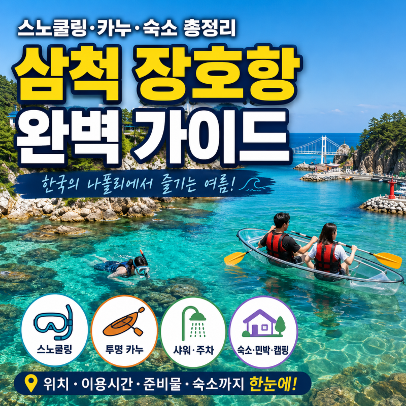 [정보/여행] 삼척 가볼만한곳 ㅣ 장호항 스노쿨링·카누 완벽 가이드 ㅣ 위치, 주차, 샤워, 추....
