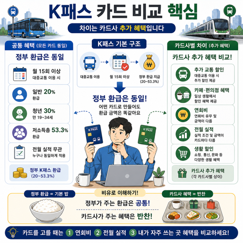 K패스 카드 비교 완전정리｜체크 vs 신용, 나에게 맞는 카드는