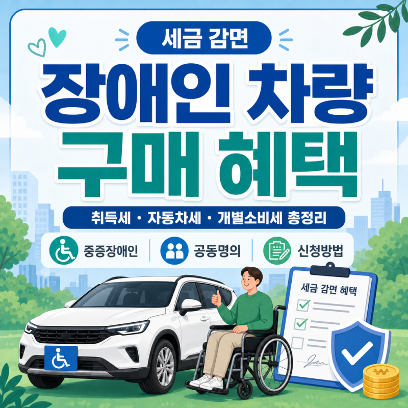 장애인 차량 구매 혜택 총정리｜취득세·자동차세·개별소비세 감면