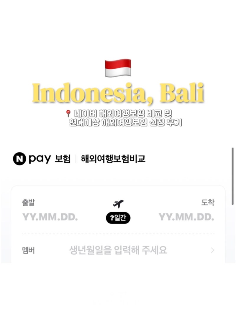여자 혼자 발리 여행 준비 네이버 해외여행보험 비교 및 현대해상 해외여행보험 가입 후기