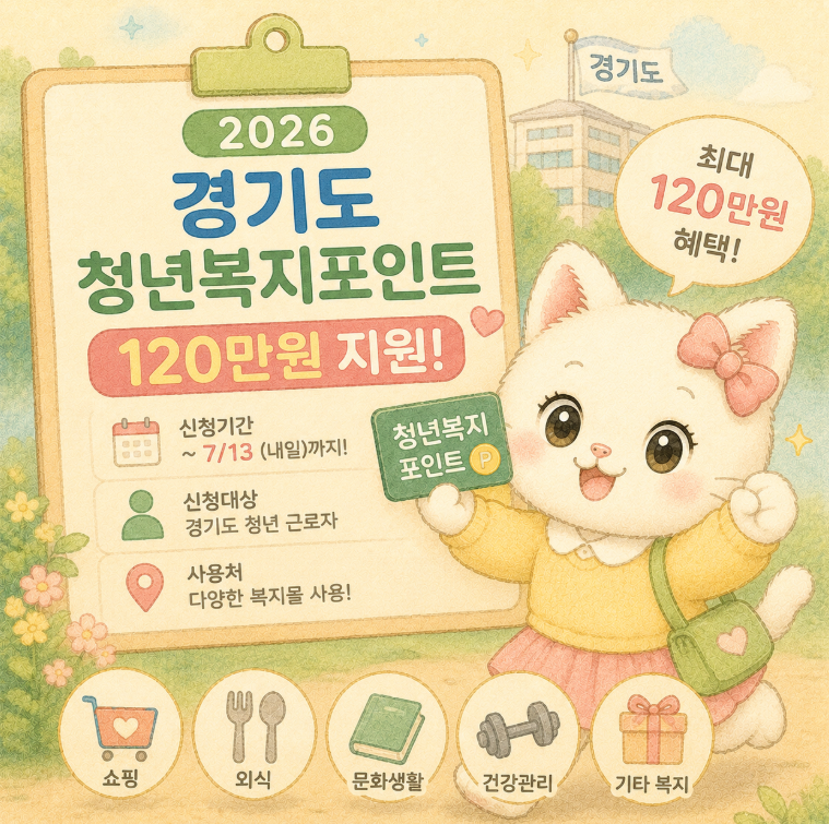 2026 경기도 청년복지포인트 120만원 신청 내일(7/13)까지! 신청기간·대상·사용처 완벽정리