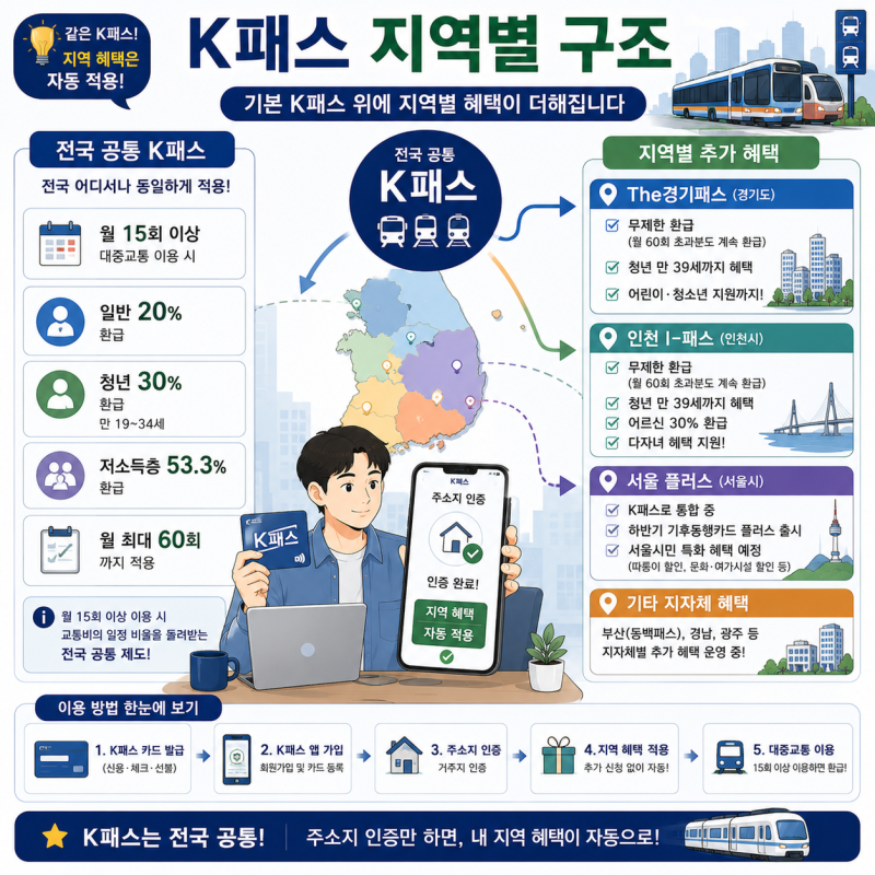 K패스 지역별 완전정리｜경기·인천 무제한부터 신청까지