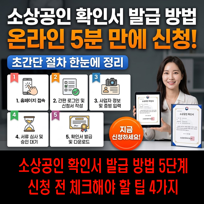 소상공인 확인서 발급 방법, 온라인으로 5분 만에 신청하는 절차