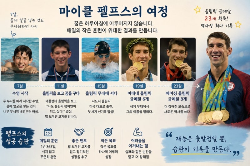 마이클 펠프스는 수영을 언제 어떻게 시작했는가 Michael Phelps 어린이 수영 시작 만 7세