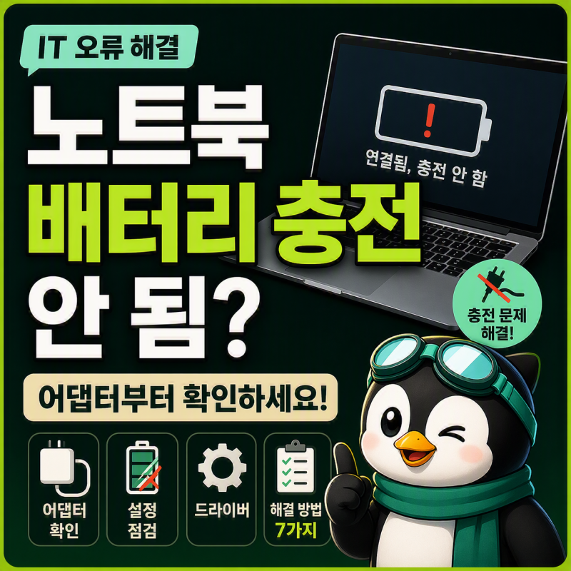 노트북 배터리 충전 안 됨, 어댑터부터 확인하는 해결 방법