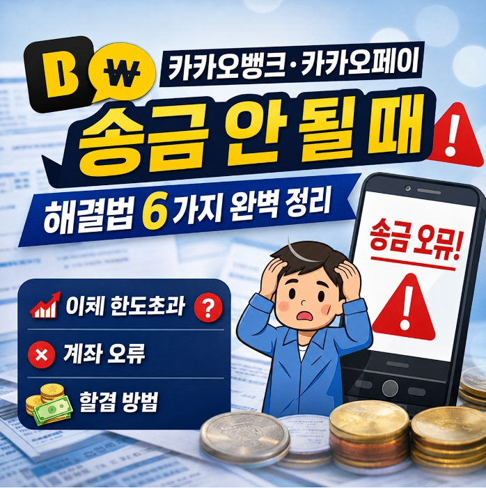 카카오뱅크·카카오페이 송금 안 될 때 해결법 6가지 완벽 정리 (오류 원인별 대처법)