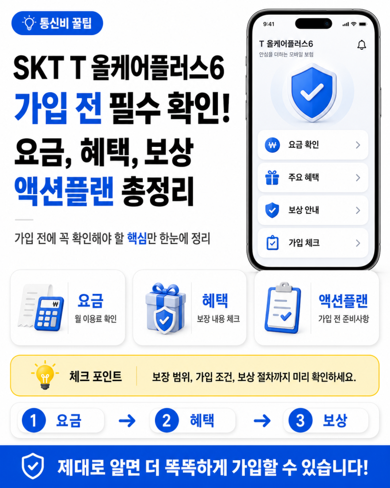 [SKT] T 올케어플러스6 가입 전 필수 확인! 요금, 혜택, 보상 액션플랜 총정리