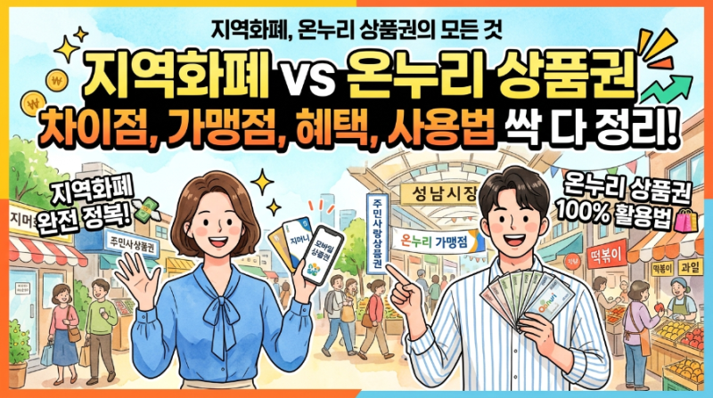 [생활정보] 지역화폐 vs 온누리상품권 총정리! 차이점부터 2026년 최신 혜택까지
