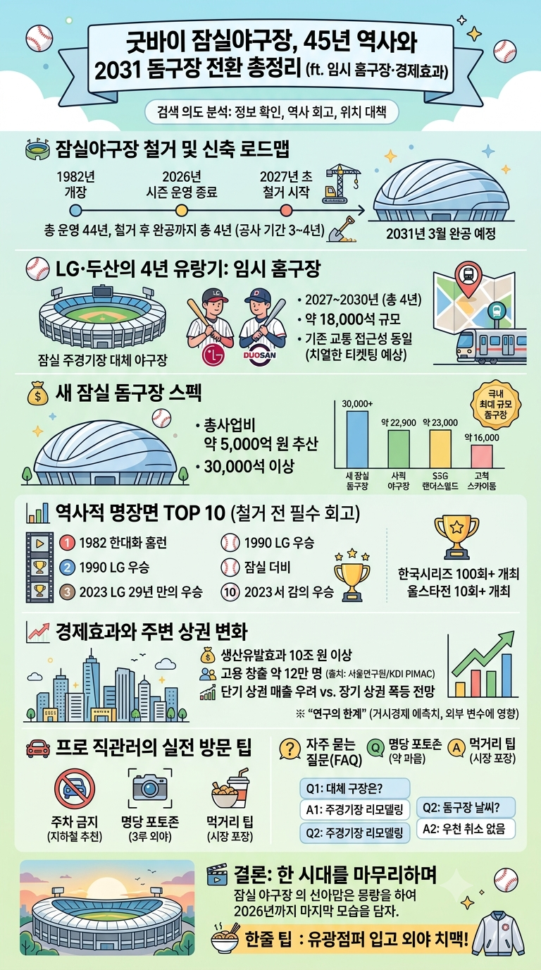 굿바이 잠실야구장, 45년 역사와 2031 돔구장 전환 총정리 (ft. 임시 홈구장·경제효과)