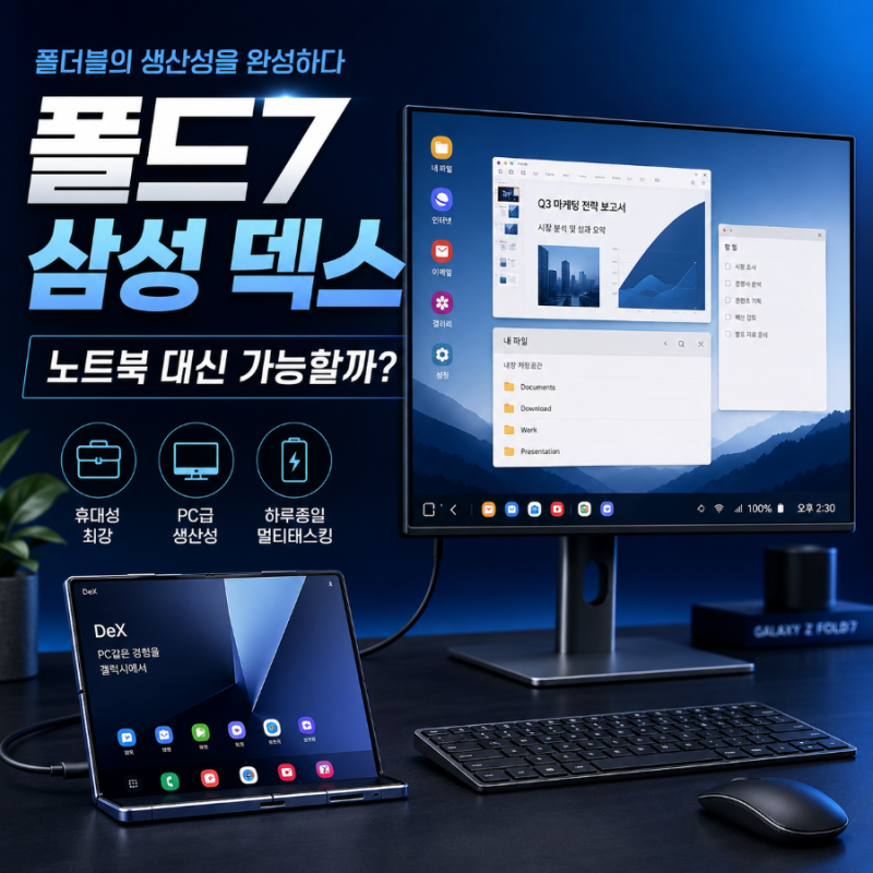 갤럭시 Z 폴드7 삼성 덱스 노트북 대신 어디까지 가능할까?