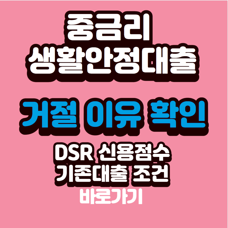 중금리 생활안정대출 거절 이유 확인하기, DSR·신용점수·기존대출 조건