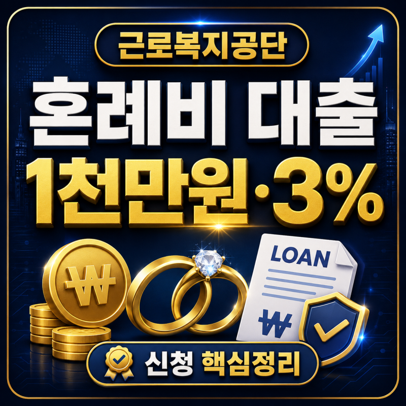 근로복지공단 혼례비 대출 받는법 최대 1천만원 이자 3% 지원