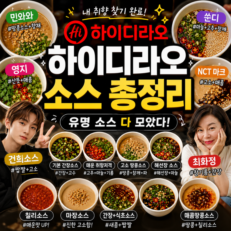 하이디라오 소스 총정리 ദ്ദിᵔ· ̫·ᵔ₎⟡.·/민와와/쑨디/영지/NCT마크/최화정/건희소....