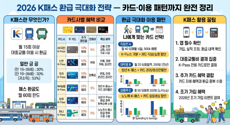 2026 K패스 환급 극대화 전략 — 카드·이용 패턴까지 완전 정리