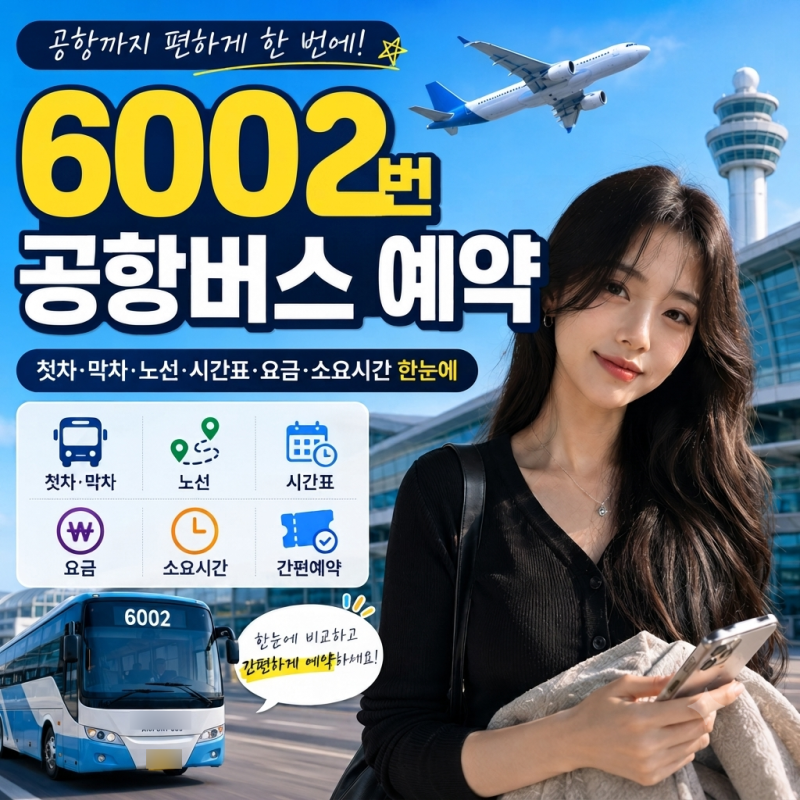 6002번 공항버스 시간표｜청량리·종로·홍대 인천공항 노선·요금·소요시간·예매 총정리