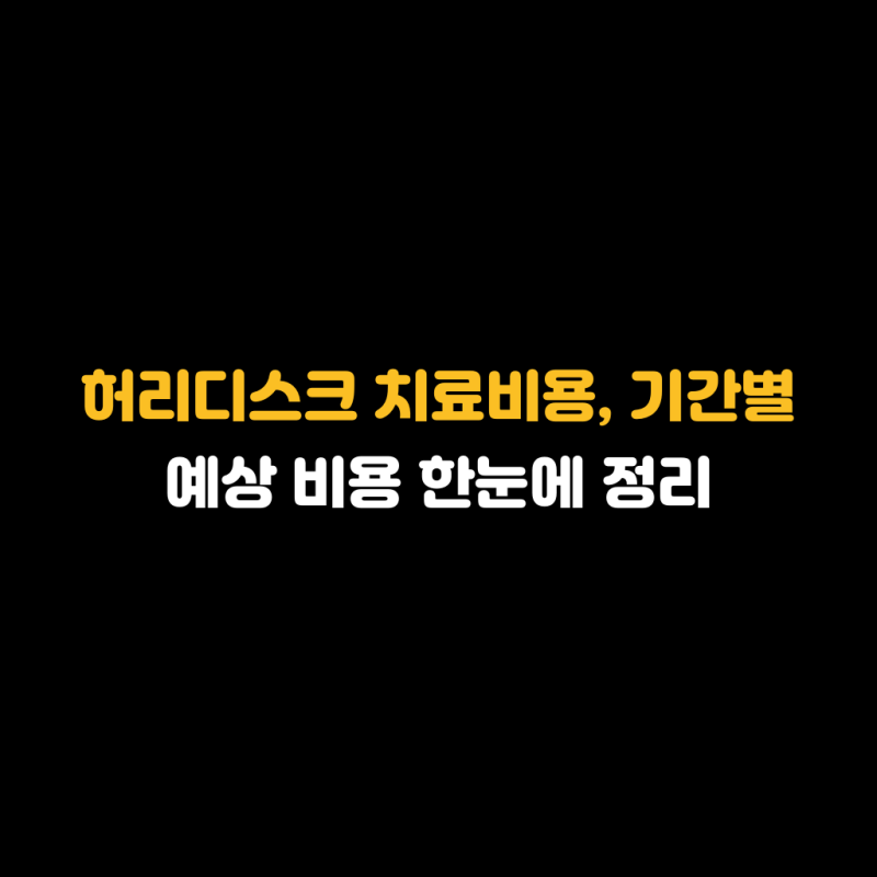 허리디스크 치료비용, 기간별 예상 비용 한눈에 정리