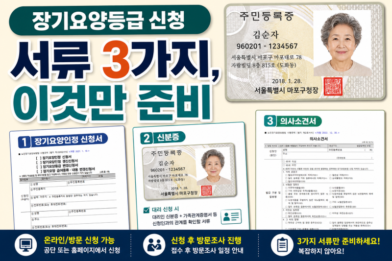 장기요양등급 신청 서류 3가지, 이것만 준비하면 됩니다