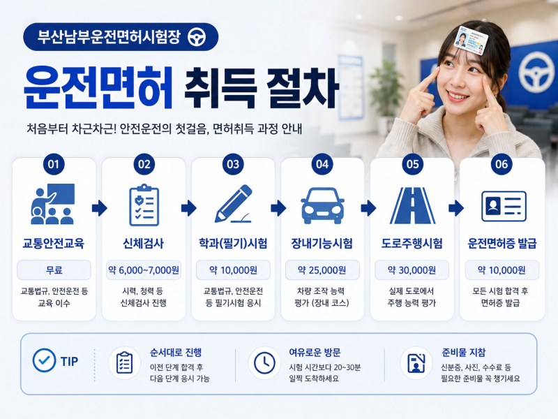 부산남부운전면허시험장 이용안내(준비물,비용 절차 총정리)