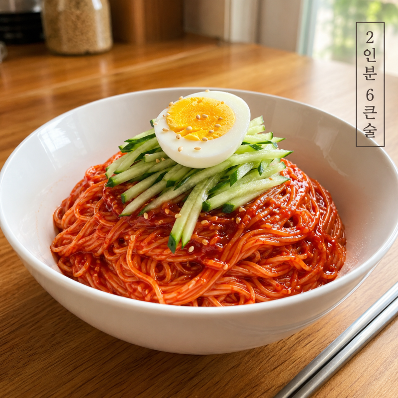 비빔국수 양념장 황금비율, 면 2인분에 이만큼이면 안 짜고 딱 맞아요