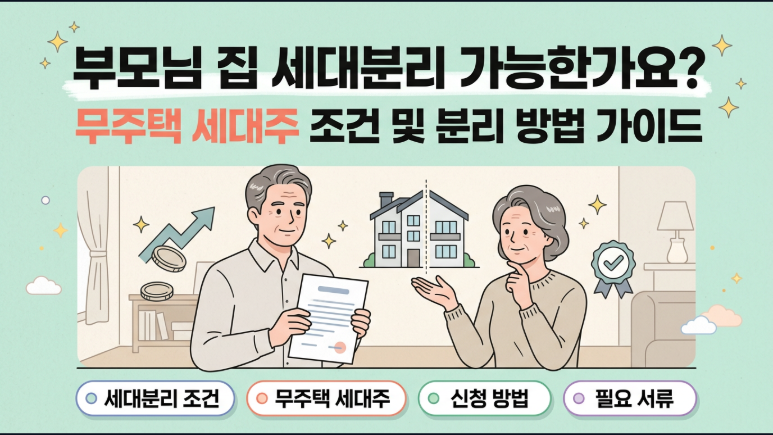 부모님 집 세대분리 가능한가요? 무주택 세대주 조건 및 분리 방법 가이드