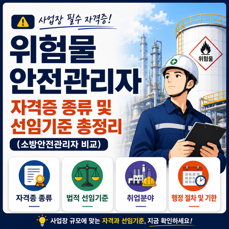 위험물안전관리자 자격증 종류 및 선임기준 총정리 (소방안전관리자 비교)