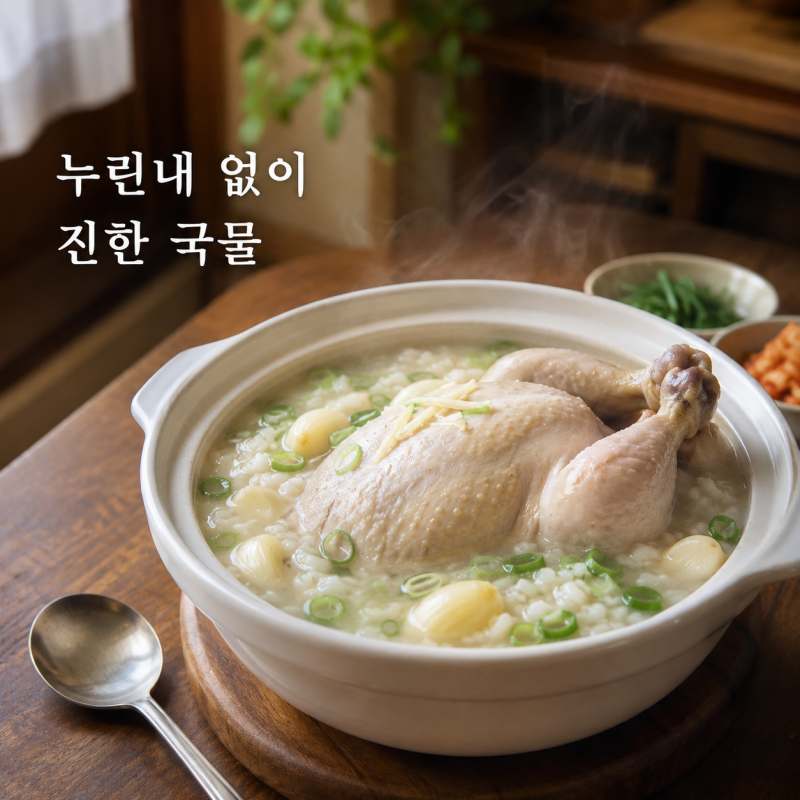 삼계탕 끓이는법, 누린내 없이 국물 진하게 내는 법